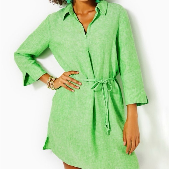 Lilly Pulitzer Dresses & Skirts - Lilly Pulitzer Belted Linen Pilar Tunic in Gecko Green